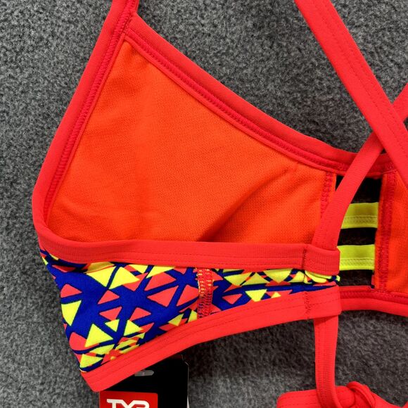 TYR Bikini Top Womens Large 10 12 Red Modena Pacific Tie back Swimwear - Picture 12 of 16